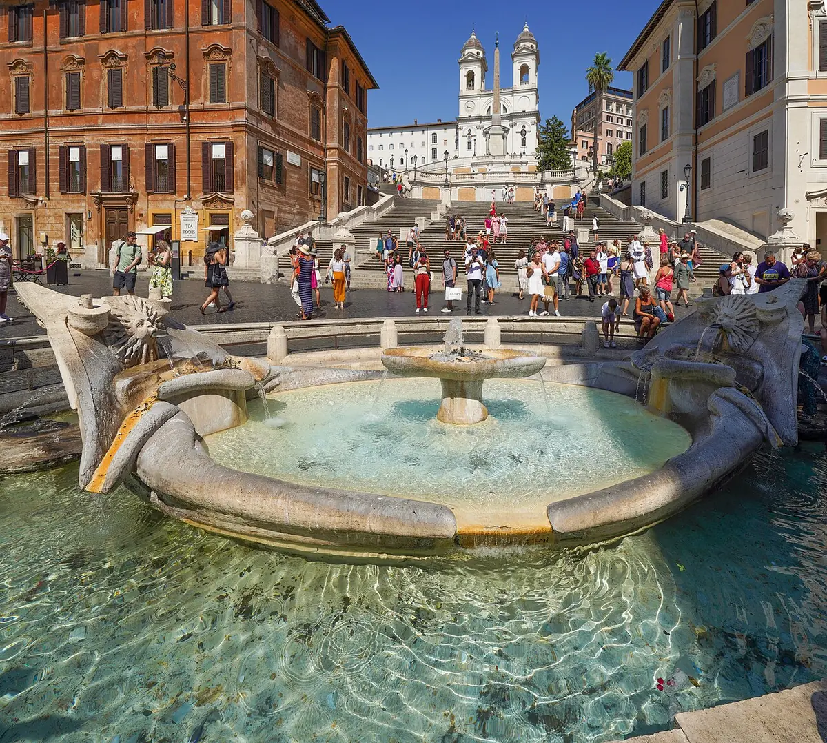 Fontana della Barcaccia at the foot of the Spanish Steps in Rome