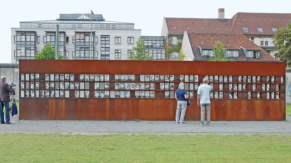The preserved border strip at the Berlin Wall Memorial